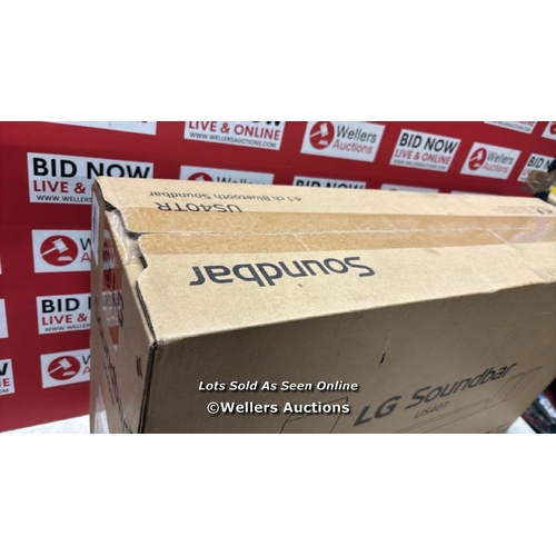 8186 - LG 4.1 CHANNEL SOUNDBAR AND WIRELESS SUBWOOFER WITH BLUETOOTH US40TR / NEW AND SEALED