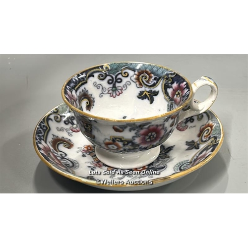 52 - Assorted cups and saucers including Staffordshire bone china, Ainsley, Foley China, Minton, Copenhag... 