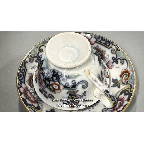 52 - Assorted cups and saucers including Staffordshire bone china, Ainsley, Foley China, Minton, Copenhag... 