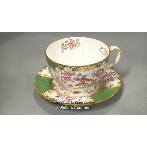 52 - Assorted cups and saucers including Staffordshire bone china, Ainsley, Foley China, Minton, Copenhag... 