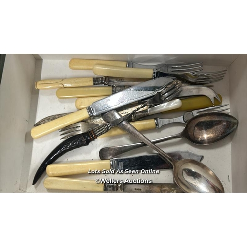 61 - A large collection of EPNS cutlery including Viners canteen of cutlery and crested spoons / AN9