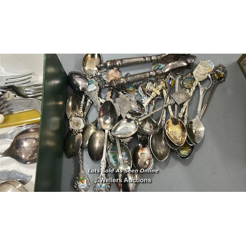 61 - A large collection of EPNS cutlery including Viners canteen of cutlery and crested spoons / AN9