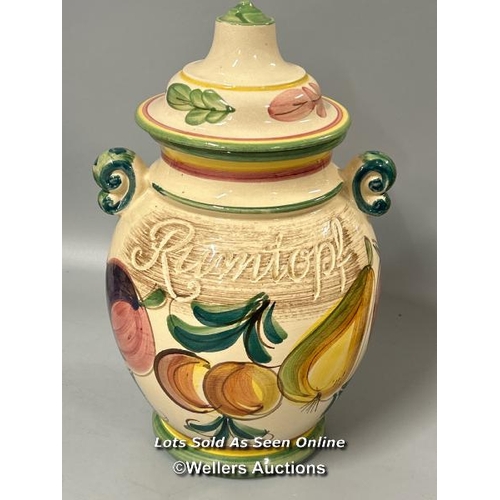 86 - Ceramics including a large W. German rum pot, 36cm high, Royal Doulton 'Old Charlie' toby jug, Mexic... 