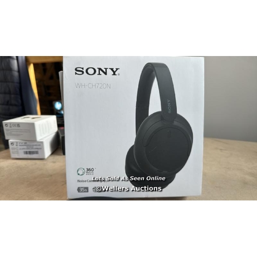 8026 - SONY WHCH720NB NOISE CANCELLING OVEREAR HEADPHONES / POWERS UP / MINIMAL IF ANY SIGNS OF USE / CONNE... 