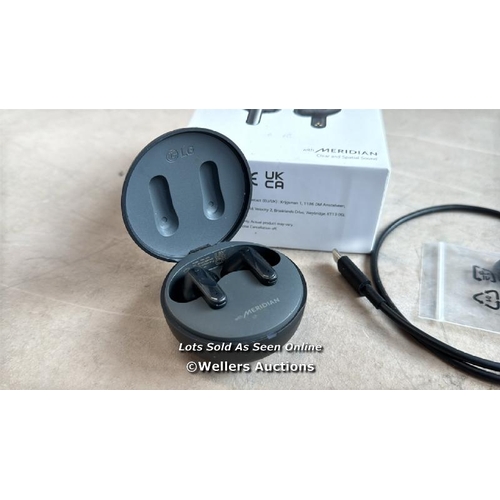 8027 - LG UFP5 WIRELESS EARBUDS / POWERS UP / MINIMAL IF ANY SIGNS OF USE / CONNECTS TO BT / WITH CHARGING ... 