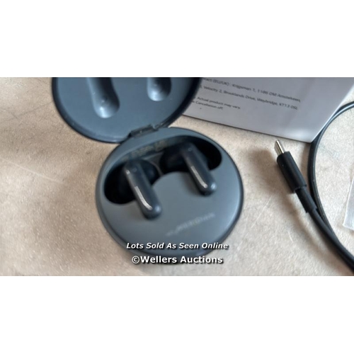 8027 - LG UFP5 WIRELESS EARBUDS / POWERS UP / MINIMAL IF ANY SIGNS OF USE / CONNECTS TO BT / WITH CHARGING ... 