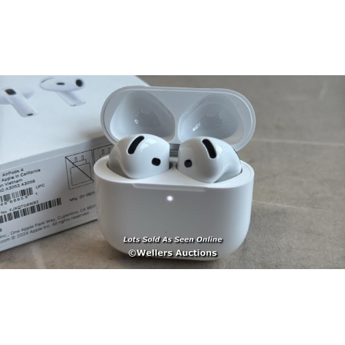 8032 - APPLE AIRPODS 4TH GEN / MXP63ZM/A / APPEAERS NEW IN OPEN BOX / POWERS UP / CONNECTS TO BT  / G4