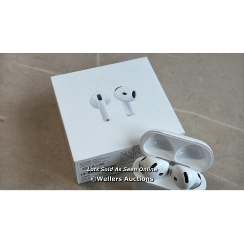 8032 - APPLE AIRPODS 4TH GEN / MXP63ZM/A / APPEAERS NEW IN OPEN BOX / POWERS UP / CONNECTS TO BT  / G4