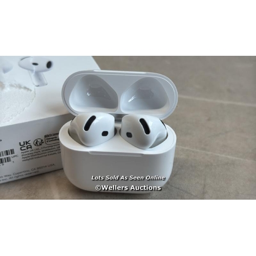 8033 - APPLE AIRPODS 4TH GEN / MXP63ZM/A / APPEAERS NEW IN OPEN BOX / POWERS UP / CONNECTS TO BT  / G4