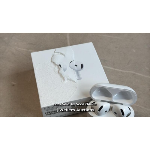 8033 - APPLE AIRPODS 4TH GEN / MXP63ZM/A / APPEAERS NEW IN OPEN BOX / POWERS UP / CONNECTS TO BT  / G4