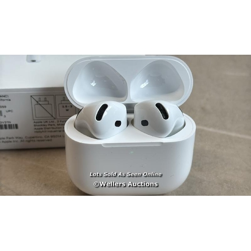 8034 - APPLE AIRPODS 4TH GEN / MXP63ZM/A / APPEAERS NEW IN OPEN BOX / POWERS UP / CONNECTS TO BT  / G4