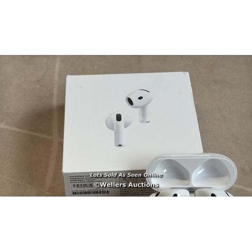 8034 - APPLE AIRPODS 4TH GEN / MXP63ZM/A / APPEAERS NEW IN OPEN BOX / POWERS UP / CONNECTS TO BT  / G4