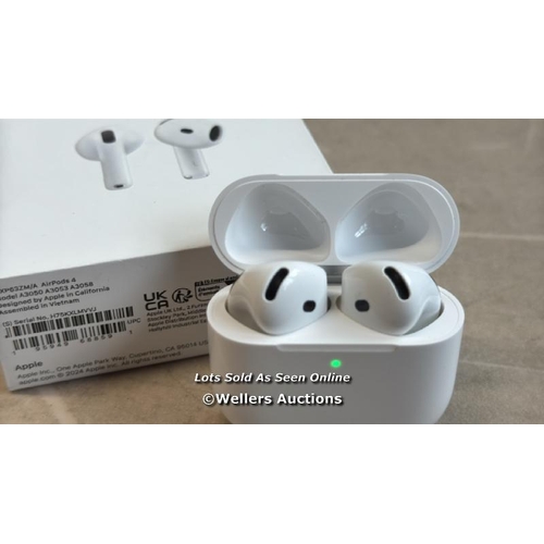 8036 - APPLE AIRPODS 4TH GEN / MXP63ZM/A / APPEARS NEW IN OPEN BOX / POWERS UP / CONNECTS TO BT  / G4