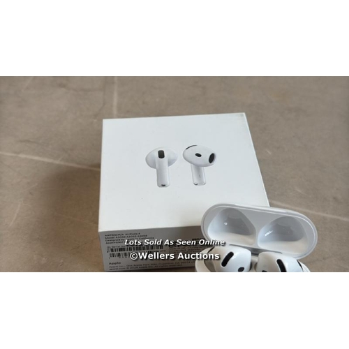 8036 - APPLE AIRPODS 4TH GEN / MXP63ZM/A / APPEARS NEW IN OPEN BOX / POWERS UP / CONNECTS TO BT  / G4