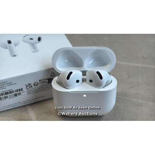 8041 - APPLE AIRPODS 4TH GEN / MXP63ZM/A / APPEARS NEW IN OPEN BOX / POWERS UP / CONNECTS TO BT  / G4