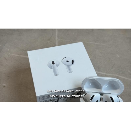 8041 - APPLE AIRPODS 4TH GEN / MXP63ZM/A / APPEARS NEW IN OPEN BOX / POWERS UP / CONNECTS TO BT  / G4