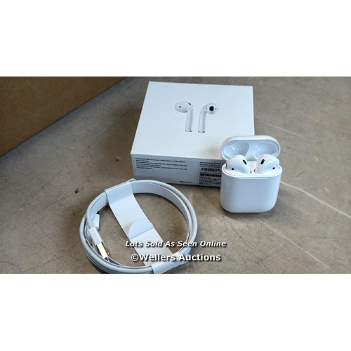 8042 - APPLE AIRPODS / 2ND GEN / WITH CHARGING CASE / MV7N2ZMA / APPEARS NEW IN OPEN BOX / POWERS UP / CONN... 