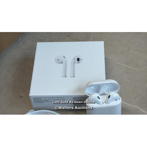 8042 - APPLE AIRPODS / 2ND GEN / WITH CHARGING CASE / MV7N2ZMA / APPEARS NEW IN OPEN BOX / POWERS UP / CONN... 