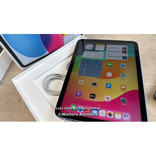 8071 - APPLE IPAD 10TH GEN / 10.9 INCH / WIFI / 64GB / BLUE /MPQ13B/A / APPEARS NEW OPEN BOX, IN VERY GOOD ... 