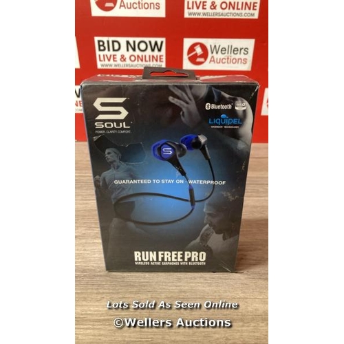 3454 - SOUL RUN FREE PRO WIRELESS ACTIVE EARPHONES WITH BLUETOOTH / NEW / F3