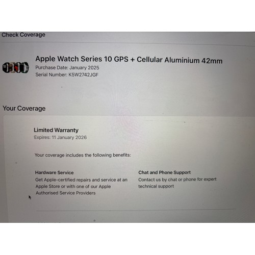 8077 - APPLE WATCH SERIES 10 GPS, 46MM PEACH ALUMINIUM CASE WITH PEACH SPORT BAND M/L, MWWQ3QA/A / APPEARS ... 