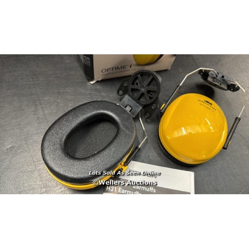 4323 - 3M PELTOR OPTIME I EARMUFFS, 26 DB, YELLOW, HELMET MOUNTED, H510P3E-405-GU / APPEARS NEW, SEE IMAGES... 