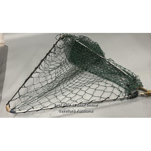 118 - Vintage Hardy Bros bamboo and brass folding landing net, 179 cm long.