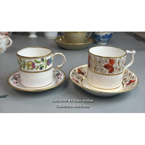 120 - Collection of porcelain mainly tea & coffee cups including a Luneville floral teacup and saucer, Roy... 