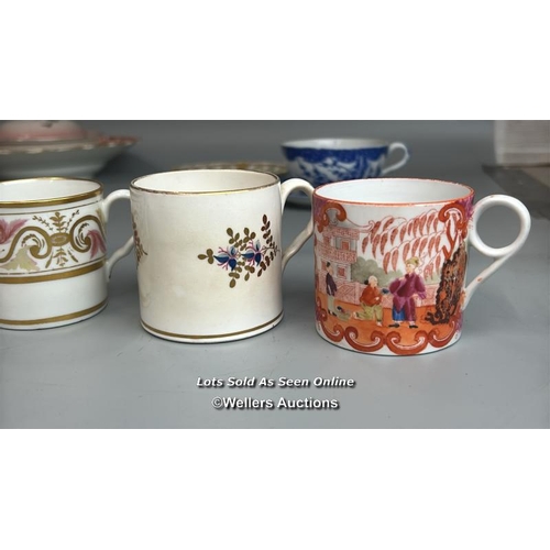 120 - Collection of porcelain mainly tea & coffee cups including a Luneville floral teacup and saucer, Roy... 