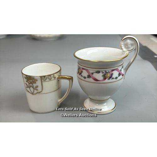 120 - Collection of porcelain mainly tea & coffee cups including a Luneville floral teacup and saucer, Roy... 