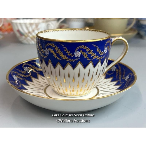 120 - Collection of porcelain mainly tea & coffee cups including a Luneville floral teacup and saucer, Roy... 