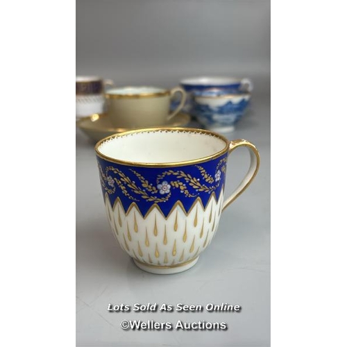 120 - Collection of porcelain mainly tea & coffee cups including a Luneville floral teacup and saucer, Roy... 