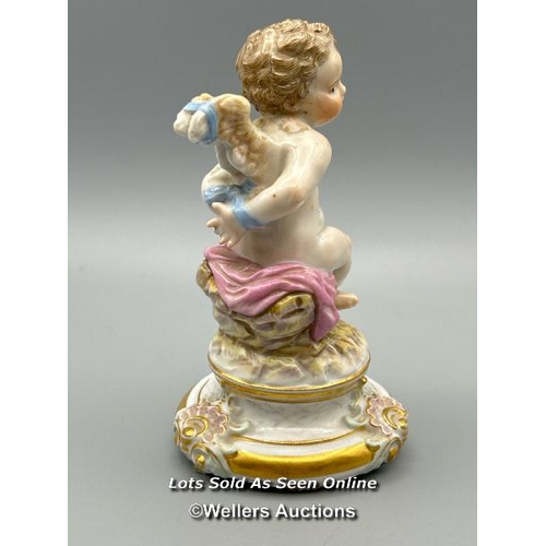 143 - A Meissen figure 'Bound Cherub' designed by Heinrich Schwabe c1880-1882, stamped 182, M. 104, 10.5cm... 