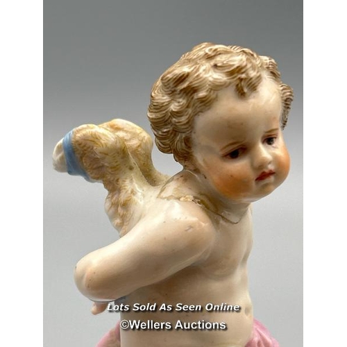 143 - A Meissen figure 'Bound Cherub' designed by Heinrich Schwabe c1880-1882, stamped 182, M. 104, 10.5cm... 