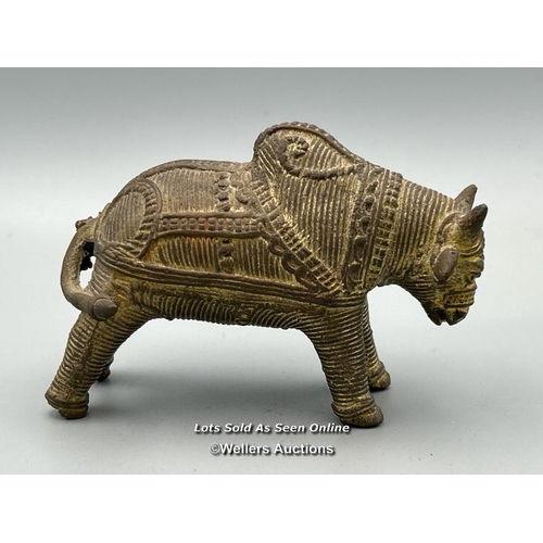 150 - Six brass dhokra figures of Cows, tallest, 8.5cm high / AN48