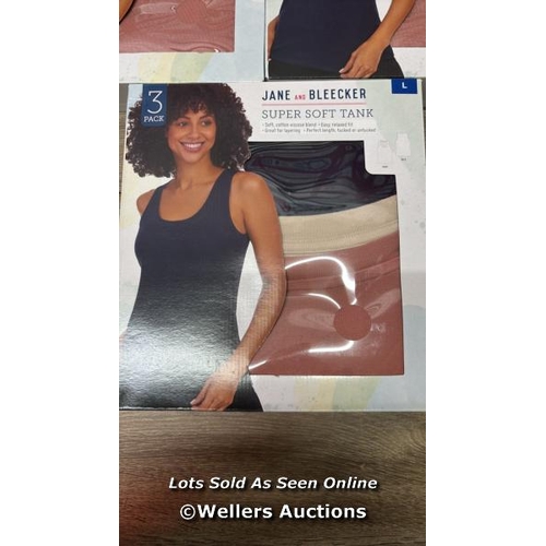 4019 - 6X LADIES NEW JANE AND BLEECKER SUPER SOFT TANK TOPS 3PK L / A28