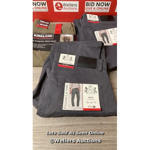 4043 - 3X MENS NEW TROUSERS 34X32 / 2X ENGLISH LAUNDRY AND 1X KIRKLAND SIGNATURE / A33