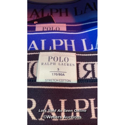 9077 - POLO RALPH LAUREN BRS TRUNKS CONTRAST WAIST B 3 MULTI /  SIZE S / APPEARS NEW IN DAMAGED BOX / SEE I... 