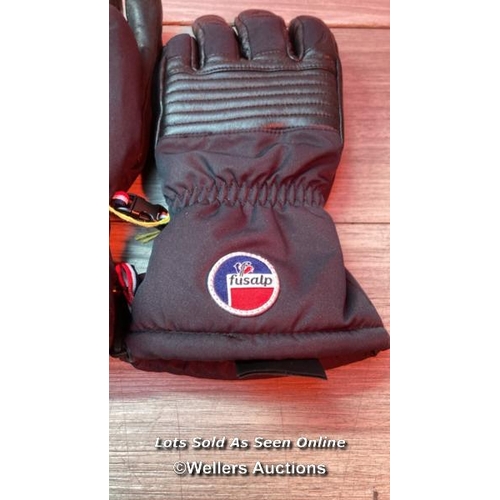 9081 - FUSALP GLOVE ALBINEN SKI L 010 NOIR / SIZE L / VERY SLIGHT WEAR TO THE LEATHER / SEE IMAGES