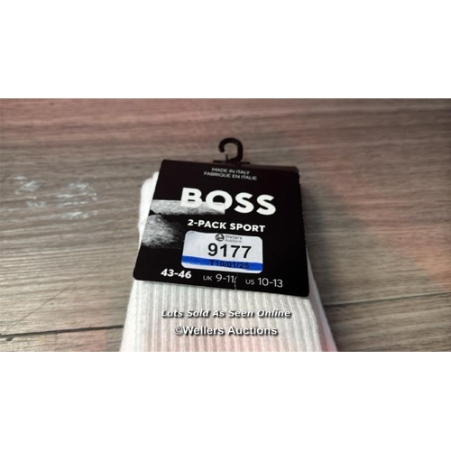 9177 - HUGO BOSS SOCKS 2PK RS SPORT 43-46 102NATURAL / SIZE UK 9-11 / APPEARS NEW IN PACKAGING / STAINED AT... 