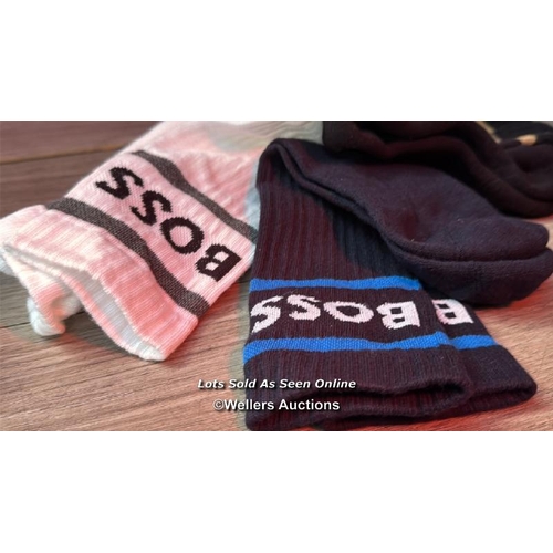 9179 - HUGO BOSS SOCKS 3PK SPORTS RIB ANKLE LOGO / ONE SIZE / MINIMAL IF ANY SIGNS OF USE / SEE IMAGES / RR... 