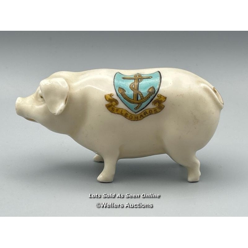 157 - Minton 'Vanessa' bone china toothpick holder, Swan China crested Pig ' St Leonards', Duchess England... 