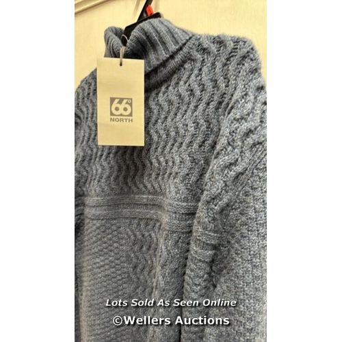 8213 - 66 NORTH ROLL NECK BYLUR CABLE SWEATER / L / DARK / RRP: 195 / NEW / R1