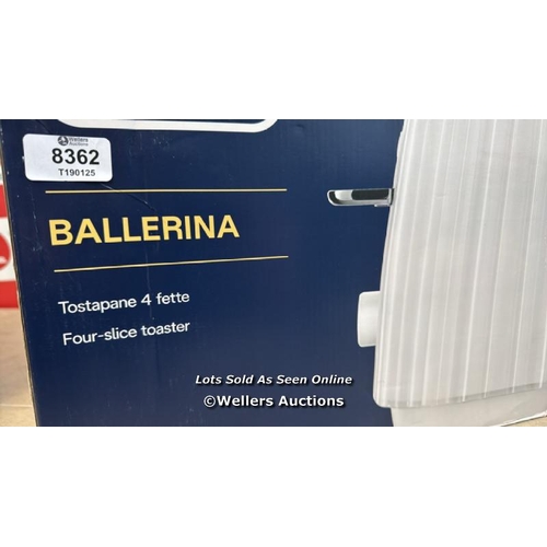 8362 - DE'LONGHI BALLERINA TOASTER WHITE 4 SLICE TOASTER / NEW / RRP: 73.95 / G12