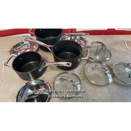 8395 - LE CREUSET PAN SET WITH LIDS / SEE IMAGES / G9