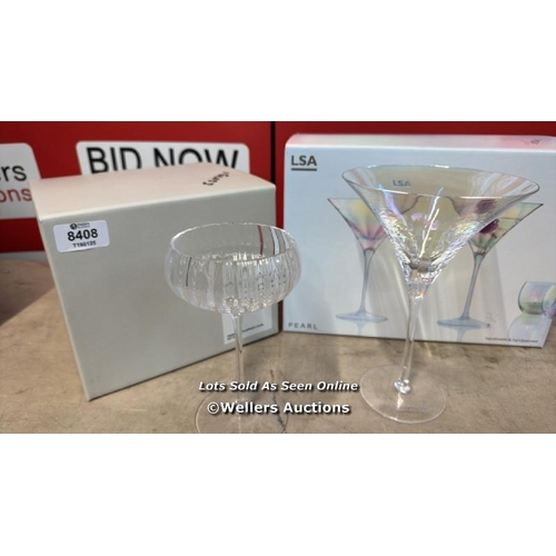 8408 - LSA PEARL COCKTAIL GLASS & SOHO HOME PEMBROKE CHAMPAGNE COUPE (ONE OF EACH ONLY) / NEW / BOXED / H52