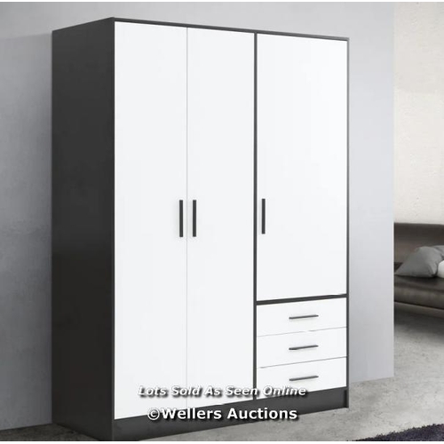 3010 - RRP:  289.99 - ZIPCODE DESIGN INGRAM 3 DOOR WARDROBE / FINISH: MATT BLACK/MATT WHITE / COMES IN FIVE... 