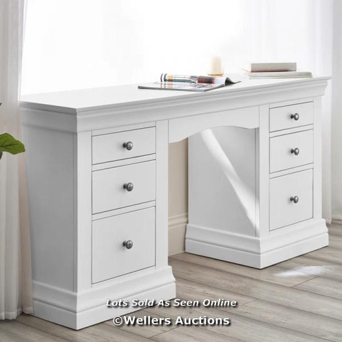 3012 - RRP:  599.99 - JULIAN BOWEN CLERMONT DRESSING TABLE - LIGHT GREY / COLOUR: SURF WHITE / COMES IN ONE... 