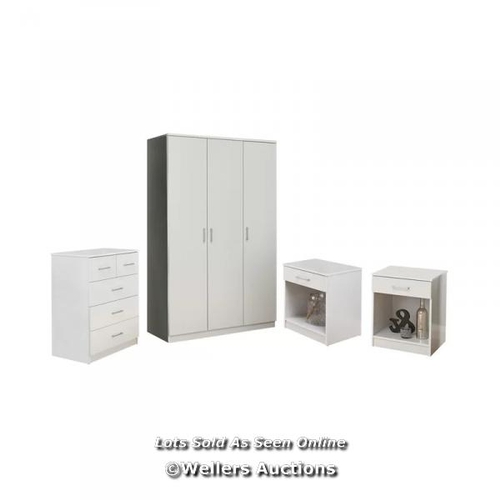 3018 - RRP:  256.99 - WADE LOGAN CHARENTS 4 PIECE BEDROOM SET / COLOUR: WHITE / COMES IN FOUR BOXES/PACKAGE... 