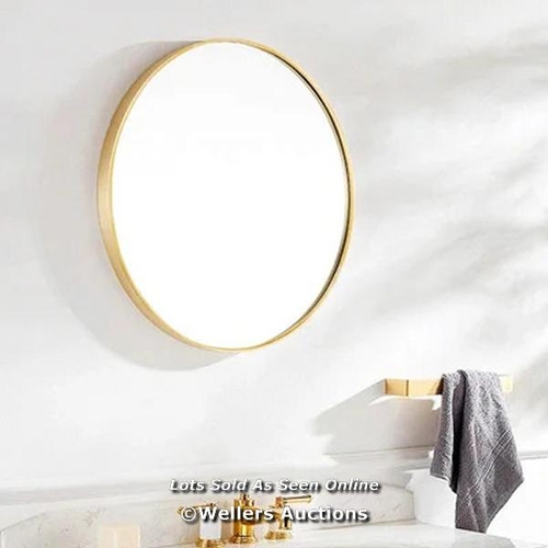 3038 - RRP:  66.99 - ETTA AVENUE ALEXEI ROUND WOOD FRAMED WALL MOUNTED ACCENT MIRROR / SIZE: 50.50CM H X 50... 